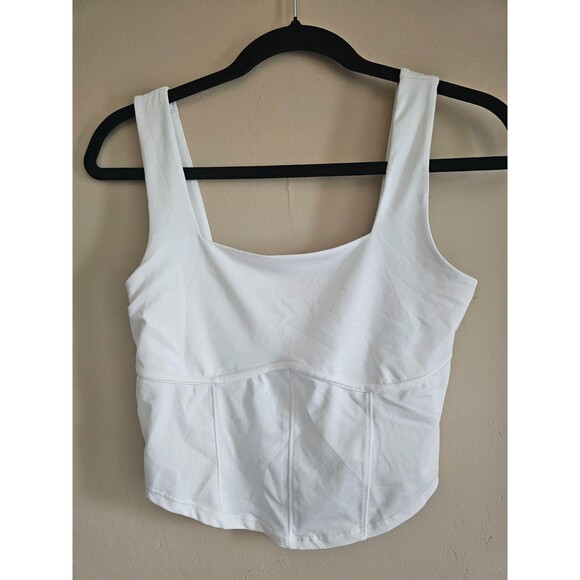 Live in the Moment Womens Ribbed Square Neck Crop Top Size M White - Picture 1 of 4